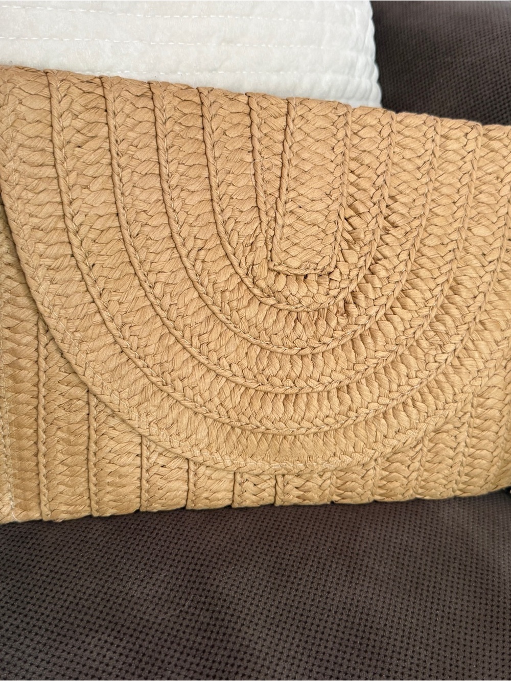 Woven Straw Clutch Bag - Tan